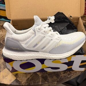 Adidas Ultra Boost White and Gray Running Shoes